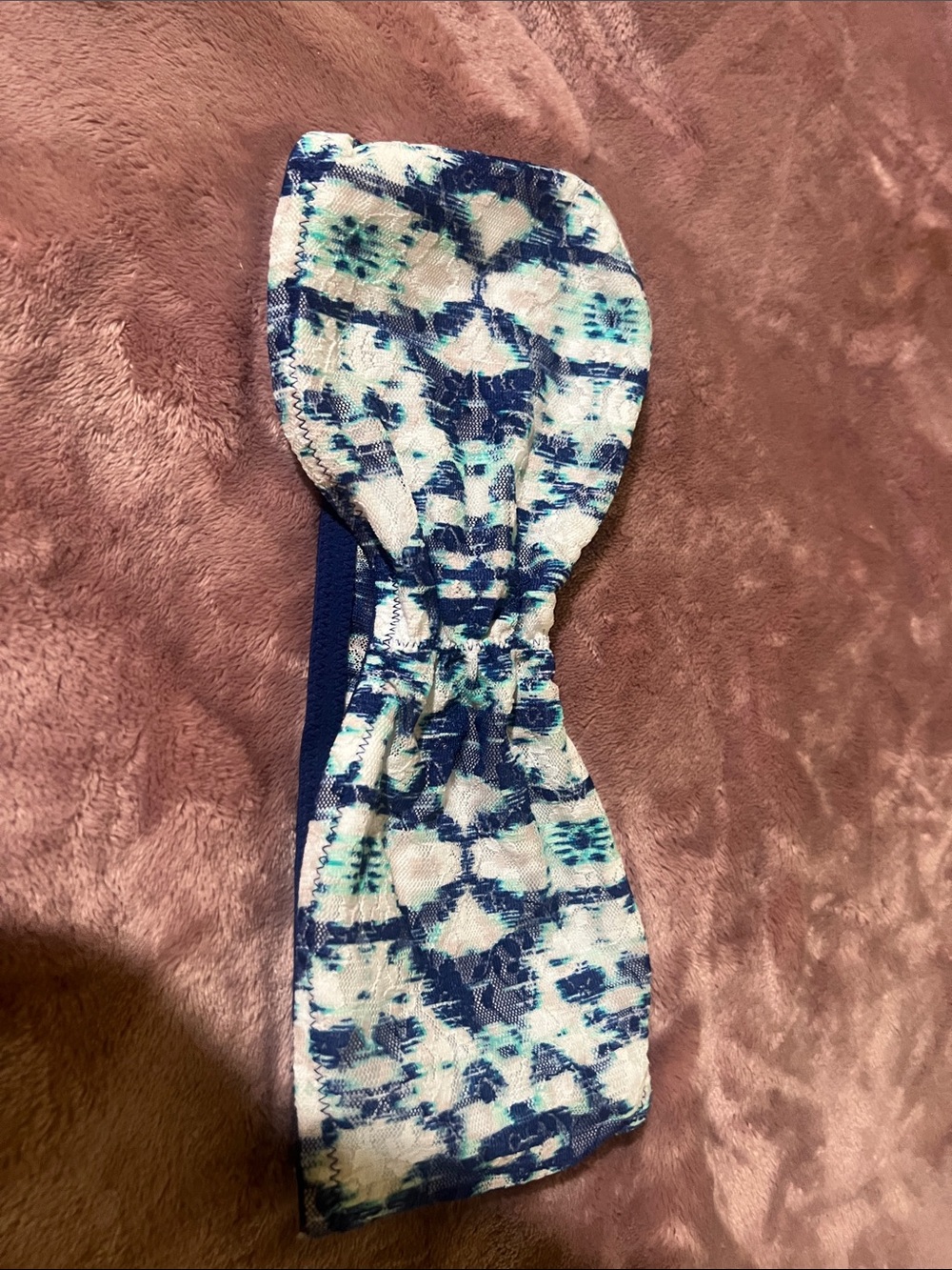 PINK Victoria's Secret Blue & White Patterned Bandeau Bra